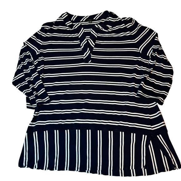 Talbots Tops - Talbots Black White Stripe V Neck Lyocell Rayon Blend Size M
